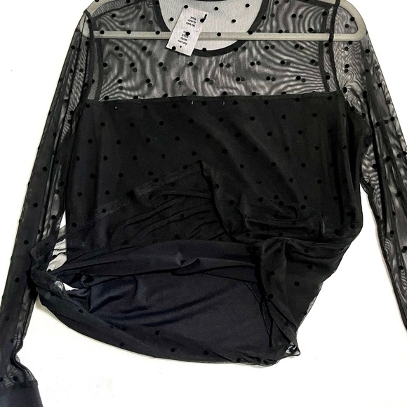 Black sheer top size L woman’s black Holiday blouse sheer Rickis Black top - Picture 7 of 9